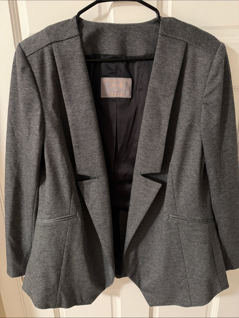 Melissa McCarthy Seven7 Draped OpenFront Blazer Charcoal Heather Gray Size M